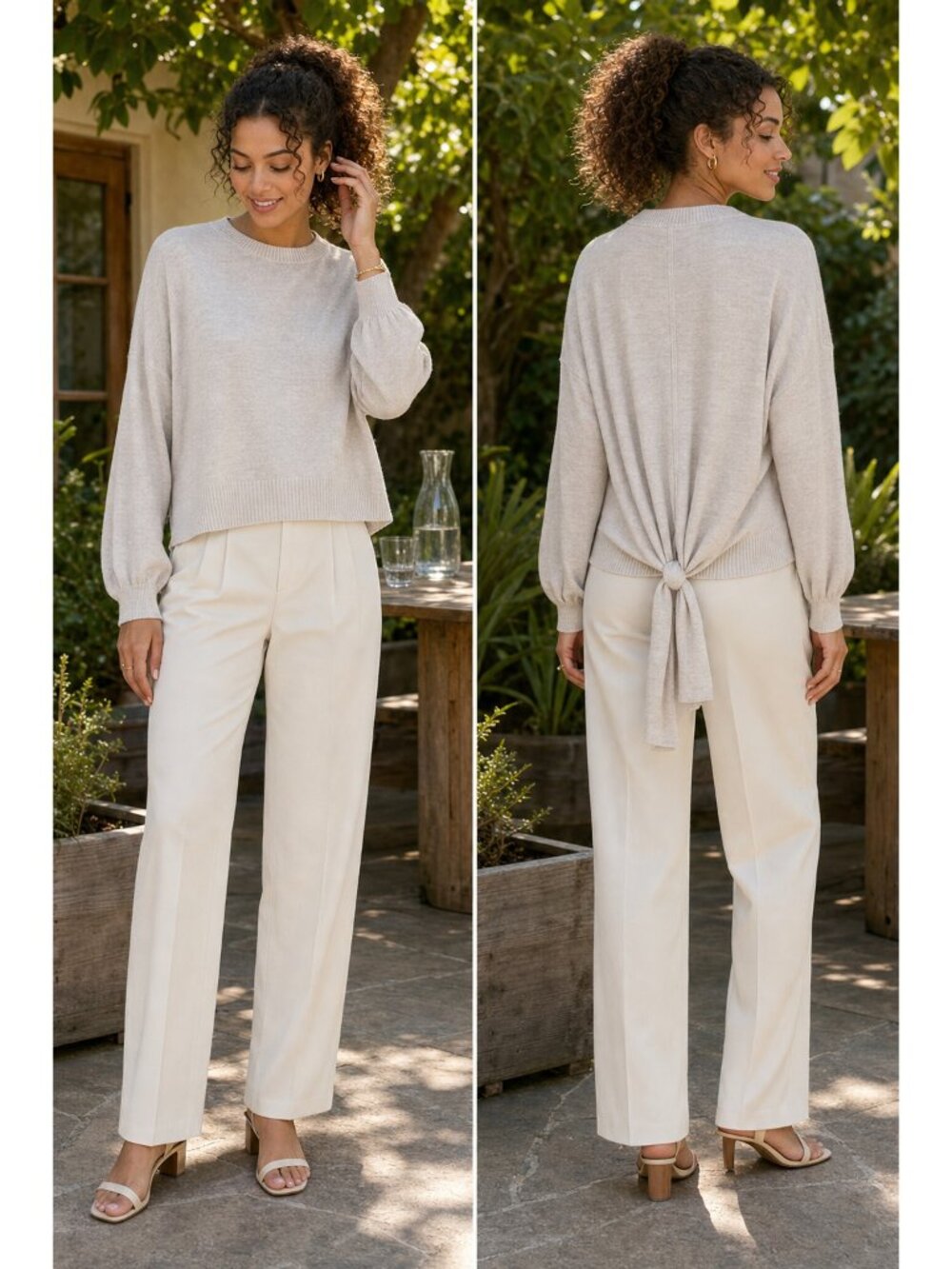 $98 Chelsea28 Viscose Cashmere Blend Pullover Designer Knit Top Tie Knot Back M